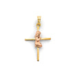 14K Two-Tone Gold Girl First Communion Cross Pendant