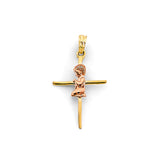 14K Two-Tone Gold Boy First Communion Cross Pendant