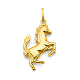 14K Yellow Gold Rearing Horse Pendant