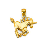 14K Yellow Gold Standing Unicorn Pendant