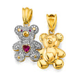14K Two-Tone Gold Red Heart Teddy Bear Pendant