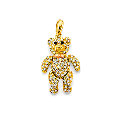 14K Yellow Gold Movable Teddy Bear Pendant