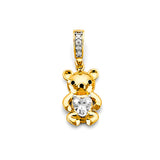 14K Yellow Gold Pink Heart Teddy Bear Pendant