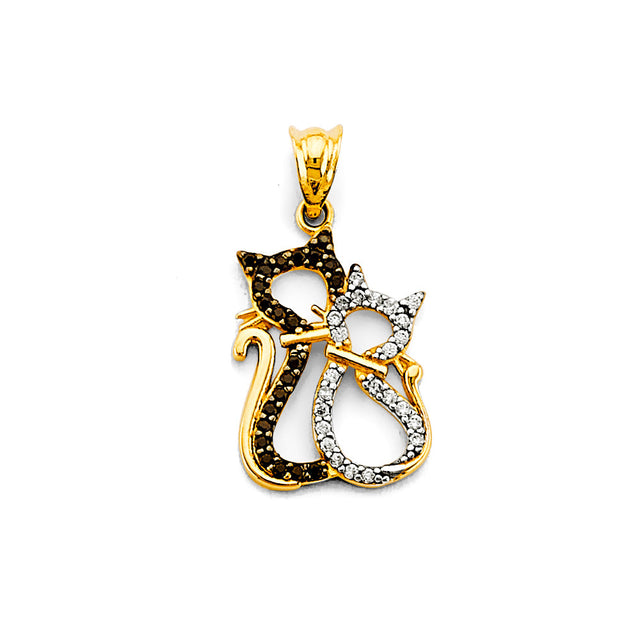14K Two-Tone Gold Cat Pendant