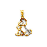 14K Two-Tone Gold Dog Pendant