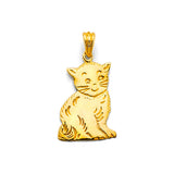 14K Yellow Gold Sitting Cat Pendant