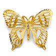 14K Yellow Gold Large Openwork Butterfly Pendant on White Background