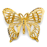 14K Yellow Gold Large Openwork Butterfly Pendant on White Background