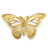 14K Yellow Gold Medium Openwork Butterfly Pendant on White Background