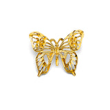 14K Yellow Gold Small Openwork Butterfly Pendant on White Background