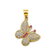 14K Two-Tone Gold Butterfly Pendant on White Background