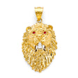 14K Yellow Gold Roaring Lion Head Pendant on White Background