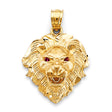 14K Yellow Gold Sculpted Lion Head Pendant on White Background