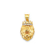 14K Yellow Gold Small Crowned Lion Head Pendant on White Background