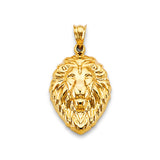 14K Yellow Gold Lion Head Shield Pendant on White Background