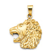 14K Yellow Gold Lion Head Pendant on White Background