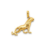 14K Yellow Gold Walking Panther Pendant on White Background