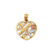14K Tricolor Gold Petite “Mama” Heart with Rose Pendant