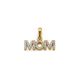 14K Two-Tone Gold Mom Pendant on White Background