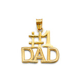 14K Yellow Gold Number One Dad Pendant on White Background