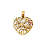 14K Two-Tone Gold “Abuela” Filigree Heart Pendant
