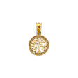 14K Yellow Gold Small Tree of Life Pendant on White Background