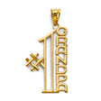 14K Yellow Gold Number One Grandpa Pendant on White Background