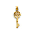 14K Yellow Gold Tree of Life Key Pendant on White Background