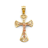 14K Two-Tone Gold Crucifix Cross Pendant