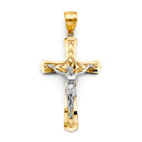 14K Two-Tone Gold Crucifix Cross Pendant
