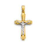 14K Two-Tone Gold Crucifix Cross Pendant