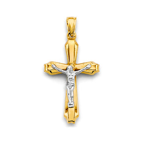 14K Two-Tone Gold Crucifix Cross Pendant