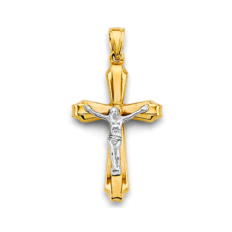 14K Two-Tone Gold Crucifix Cross Pendant