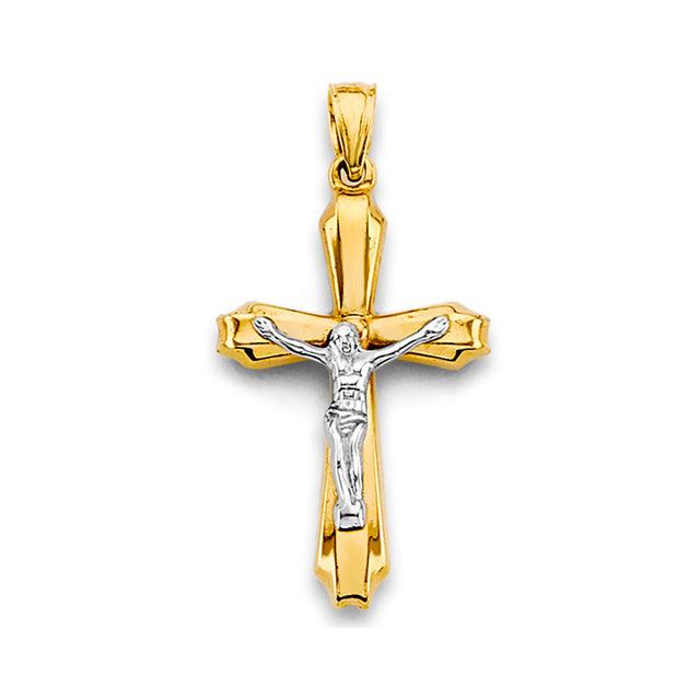 14K Two-Tone Gold Crucifix Cross Pendant