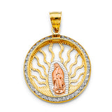 14K Tricolor Gold CZ Guadalupe Pendant
