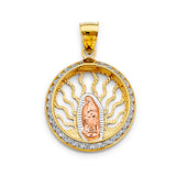 14K Tricolor Gold CZ Guadalupe Pendant