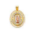 14K Tricolor Gold CZ Guadalupe Pendant
