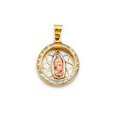 14K Tricolor Gold CZ Guadalupe Pendant