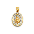 14K Two-Tone Gold CZ Oval Santo Niño De Atocha Pendant