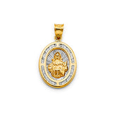 14K Two-Tone Gold CZ Oval Santo Niño De Atocha Pendant