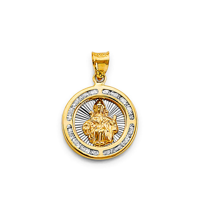 14K Two-Tone Gold CZ Rnd Santo Niño De Atocha Pendant