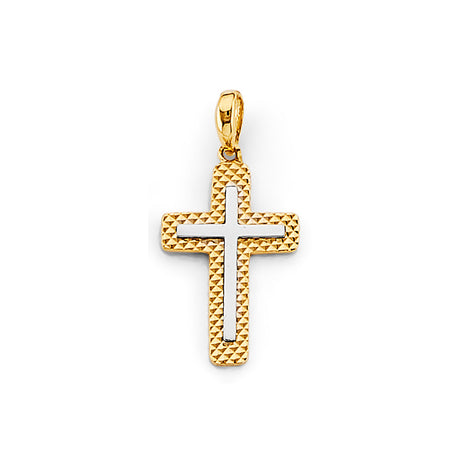 14K Two-Tone Gold Cross Pendant
