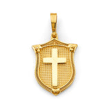 14K Yellow Gold Shield with Cross Pendant