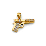14K Two-Tone Gold Pistol Pendant on White Background