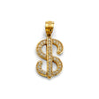 14K Yellow Gold Accented Dollar Sign Pendant on White Background