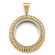 14K Yellow Gold Accented Link Coin Frame for 50 Pesos on White Background