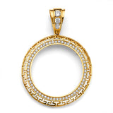 14K Yellow Gold Accented Greek Coin Frame for 50 Pesos on White Background
