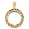 14K Yellow Gold Accented Rope Coin Frame for 50 Pesos on White Background
