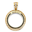 14K Yellow Gold Mexico Greek Coin Frame for 50 Pesos on White Background
