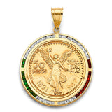 14K Yellow Gold Accented Frame with 50 Pesos Coin on White Background
